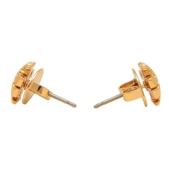 TORY BURCH • Gold Small Kira Logo Earrings - Picture 5 of 5